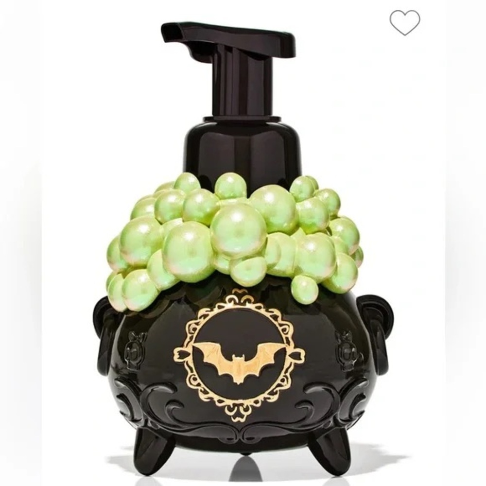 Black Witch Cauldron Soap Dispenser with Green Pearls